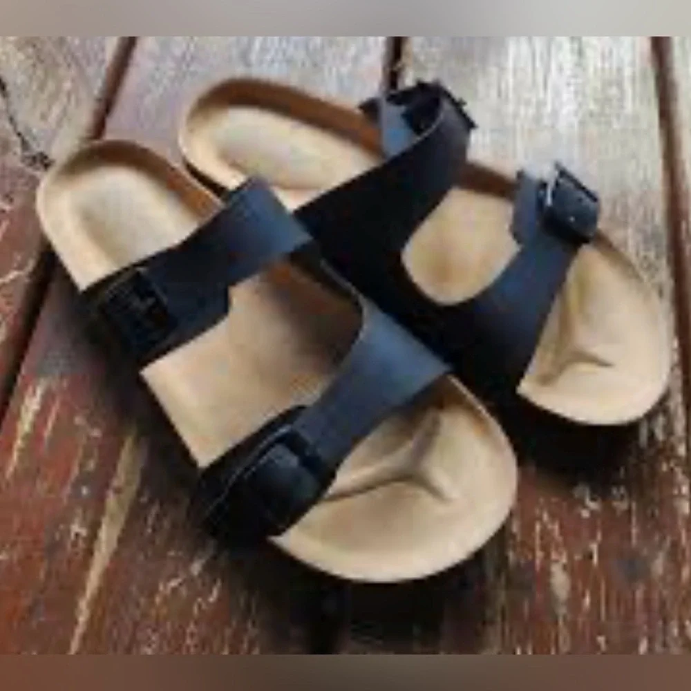 Kids' Drew Footbed Sandals - Cat & Jack™ Black 1 Slip-On, Contoured Footbed,